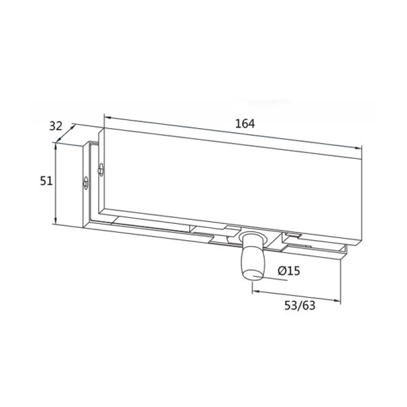 Фітинг верхній PT30 DORMA universal light для скляних дверей Фітинг верхній PT30 DORMA universal light для скляних дверей